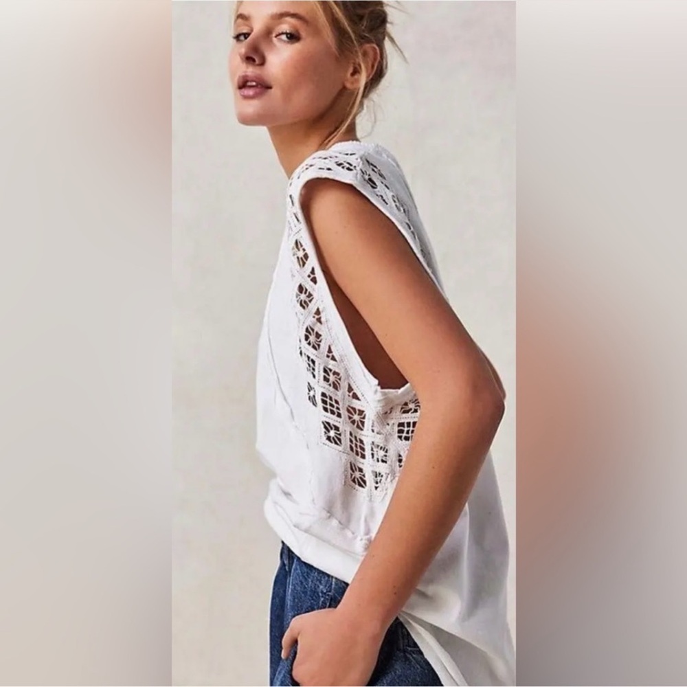 NWOT Free people Table for Two white sleeveless top